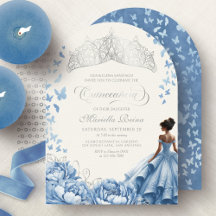 Light Blue Tiara Butterfets Blume Quinceanera
