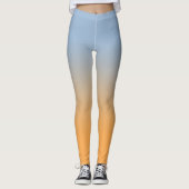 Light Blue to Orange Gradient Elegante Monogram Leggings (Vorderseite)