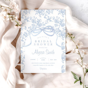 Light Blue Toile and Bow Brautparty Einladung