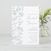 Light Blue Toile Bridal Shower Invitation Einladung (Stehend Vorderseite)