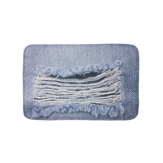 Light Blue Torn Jeans Texture Badematte (Vorderseite)