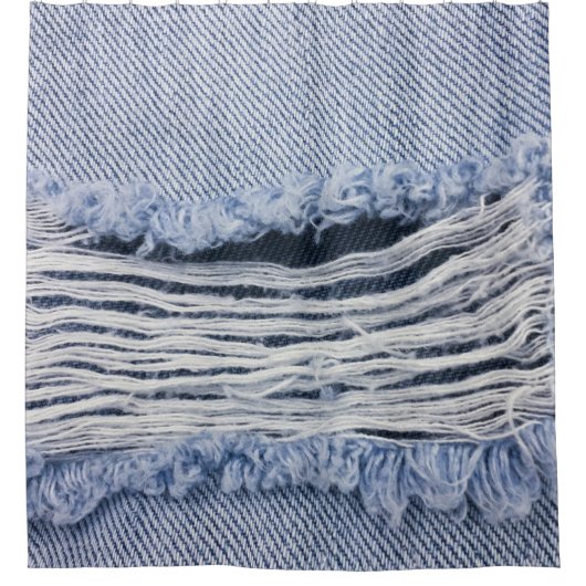 Light Blue Torn Jeans Texture Duschvorhang (Vorderseite)