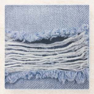 Light Blue Torn Jeans Texture Glasuntersetzer