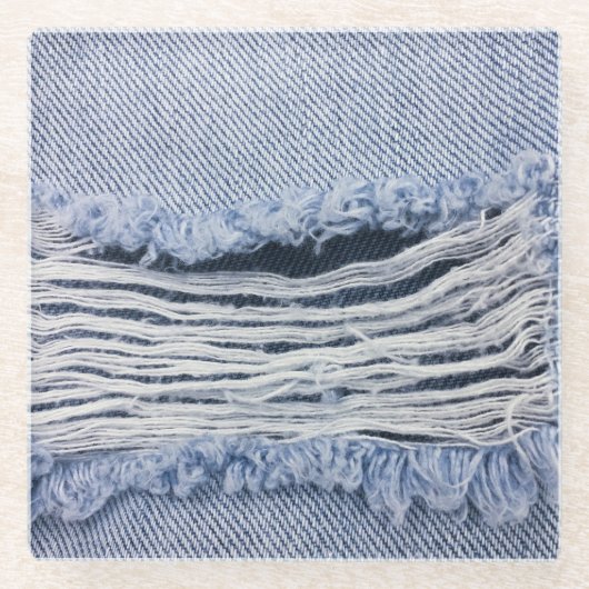Light Blue Torn Jeans Texture Glasuntersetzer (Vorderseite)