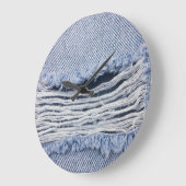 Light Blue Torn Jeans Texture Große Wanduhr (Winkel)