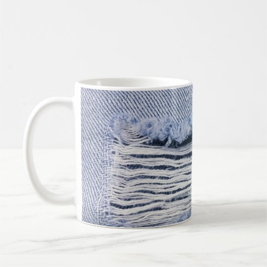 Light Blue Torn Jeans Texture Kaffeetasse (Links)