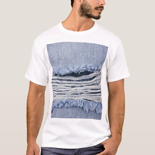 Light Blue Torn Jeans Texture T-Shirt (Vorderseite)