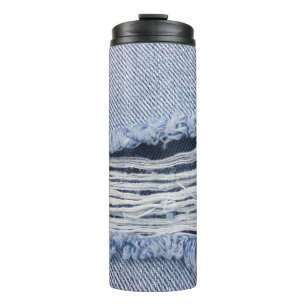 Light Blue Torn Jeans Texture Thermosbecher