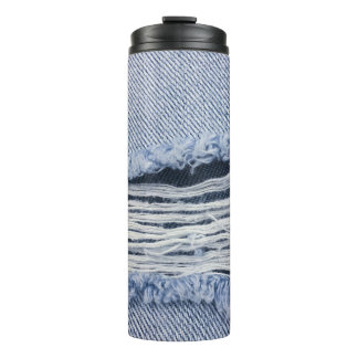 Light Blue Torn Jeans Texture Thermosbecher