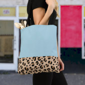 Light blue tote bag / Bag with leopard trim Tasche