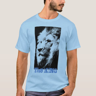 Light Blue Trendy Modern Lion Head Pop Art Mens T-Shirt