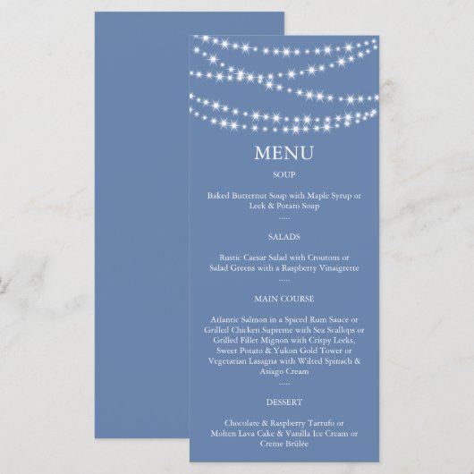 Light Blue Twinkle Lights Menu Menükarte (Vorne/Hinten)