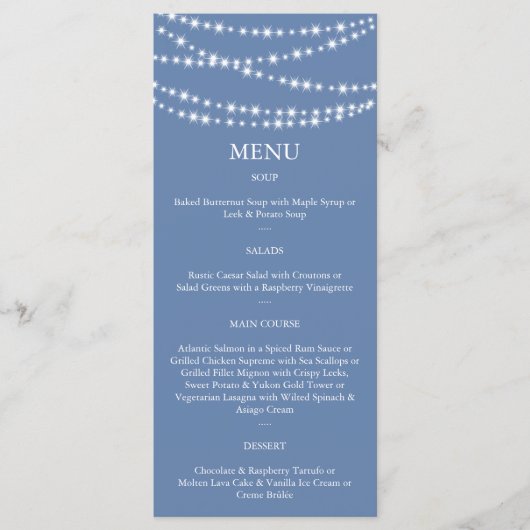 Light Blue Twinkle Lights Menu Menükarte (Vorderseite)