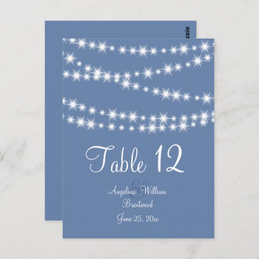Light Blue Twinkle Lights Tischnummer (Vorne/Hinten)