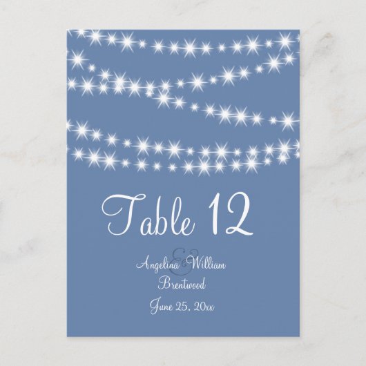 Light Blue Twinkle Lights Tischnummer (Vorderseite)