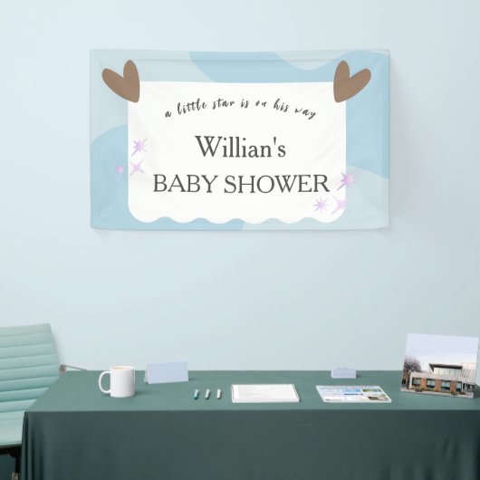 Light Blue Twinkle Star Baby Dusche Empfang Banner (Messeveranstaltung)