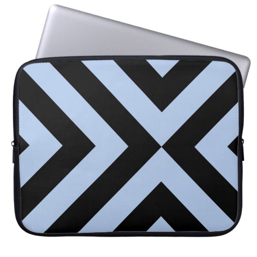 Light Blue und Black Chevrons Laptopschutzhülle (Vorderseite)