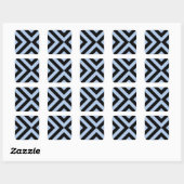 Light Blue und Black Chevrons Quadratischer Aufkleber (Blatt)