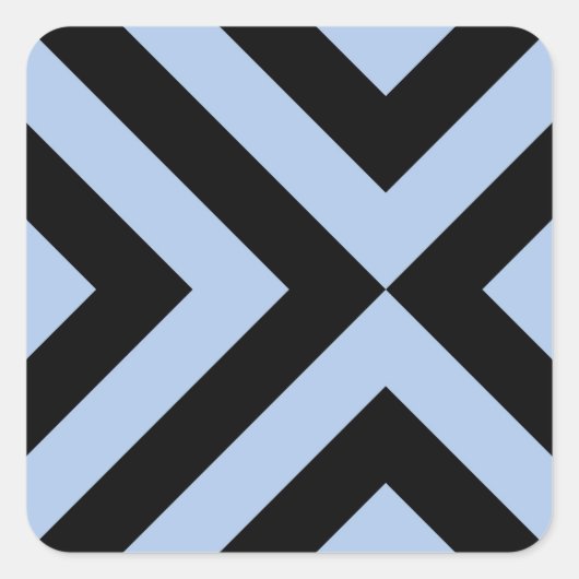 Light Blue und Black Chevrons Quadratischer Aufkleber (Vorderseite)
