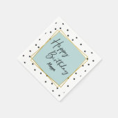 Light Blue und Black Confetti Dots Geburtstag Serviette (Ecke)