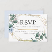 Light Blue und Blush Peony Magnolia Wedding RSVP Einladung (Vorne/Hinten)