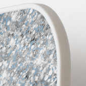 Light Blue und Glittery Silver Glam Script Name Pickleball Schläger (Linke Seite)