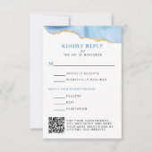 Light Blue und Gold Agate Bat Mitzvah Vertikal RSVP Karte (Vorderseite)