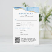 Light Blue und Gold Agate Bat Mitzvah Vertikal RSVP Karte (Stehend Vorderseite)