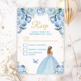 Light Blue und Gold Blonde Hair Princess RSVP Karte