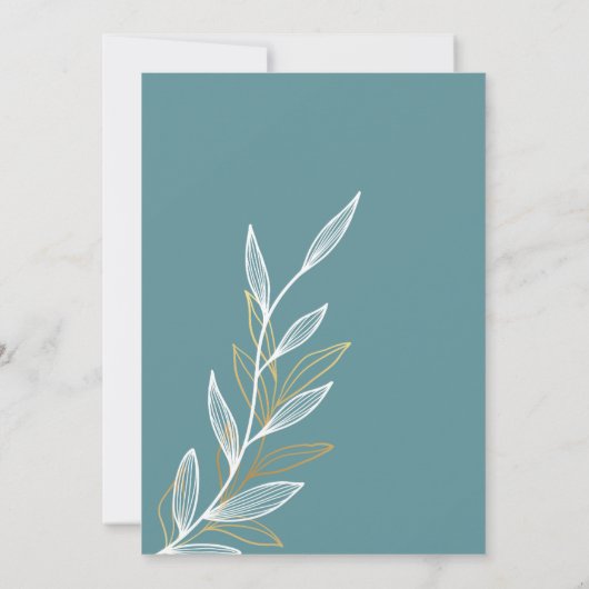Light Blue und Gold Leaf Wedding Einladung (Rückseite)