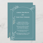 Light Blue und Gold Leaf Wedding Einladung (Vorne/Hinten)