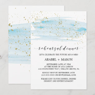 Light Blue und Gold Probe Dinner Einladung