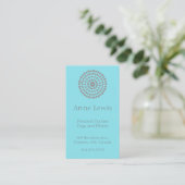 Light Blue und Gray Mandala Business Card Visitenkarte (Stehend Vorderseite)