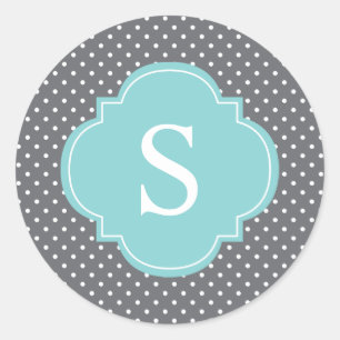 Light Blue und Gray Polka Dots Patter Runder Aufkleber