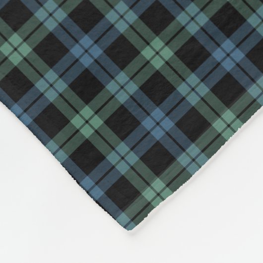Light Blue und Green Campbell Clan Ancient Tartan Fleecedecke (Ecke)