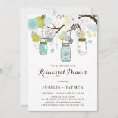 Light Blue und Green Mason Jars Probe Dinner Einladung (Vorderseite)