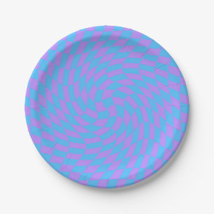 Light Blue und Lavendel Schachbrett Pappteller