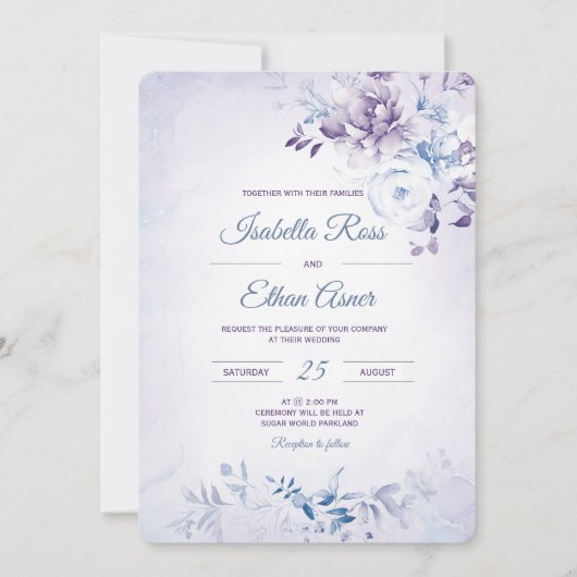 Light Blue und Lavender Wedding Einladung (Vorderseite)