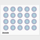 Light Blue und Lila Zickzack Monogramm Runder Aufkleber (Blatt)