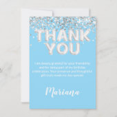 Light Blue und Silver Party Vielen Dank. Einladung (Vorderseite)