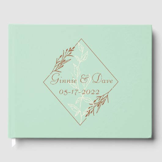 Light Blue und Tan Elegant Wedding Guest Book Gästebuch (Vorderseite)