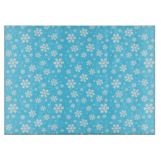 Light Blue und White Christmas Snowflakes Muster Schneidebrett (Vorderseite)