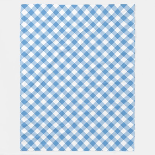 Light Blue und White Diagonal Gingham Kariert Fleecedecke (Vorderseite)