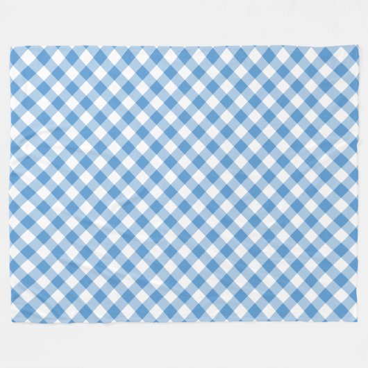 Light Blue und White Diagonal Gingham Kariert Fleecedecke (Vorderseite (Horizontal))