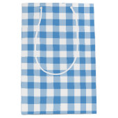 Light Blue und White Gingham Karierte Geschenktasc Mittlere Geschenktüte (Vorderseite)