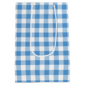 Light Blue und White Gingham Karierte Geschenktasc Mittlere Geschenktüte (Rückseite)