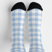 Light Blue und White Gingham Karo Kariert Socken (Oben)