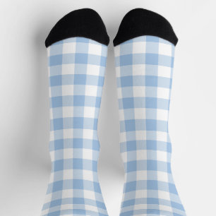 Light Blue und White Gingham Karo Kariert Socken