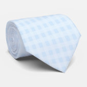 Light Blue und White Gingham Karo Krawatte (Gerollt)