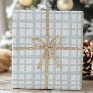 Light Blue und White Kariert Geschenkpapier